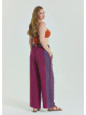 Purple Women's Plus Size Trousers with Elastic Waist Belt Detail 4618